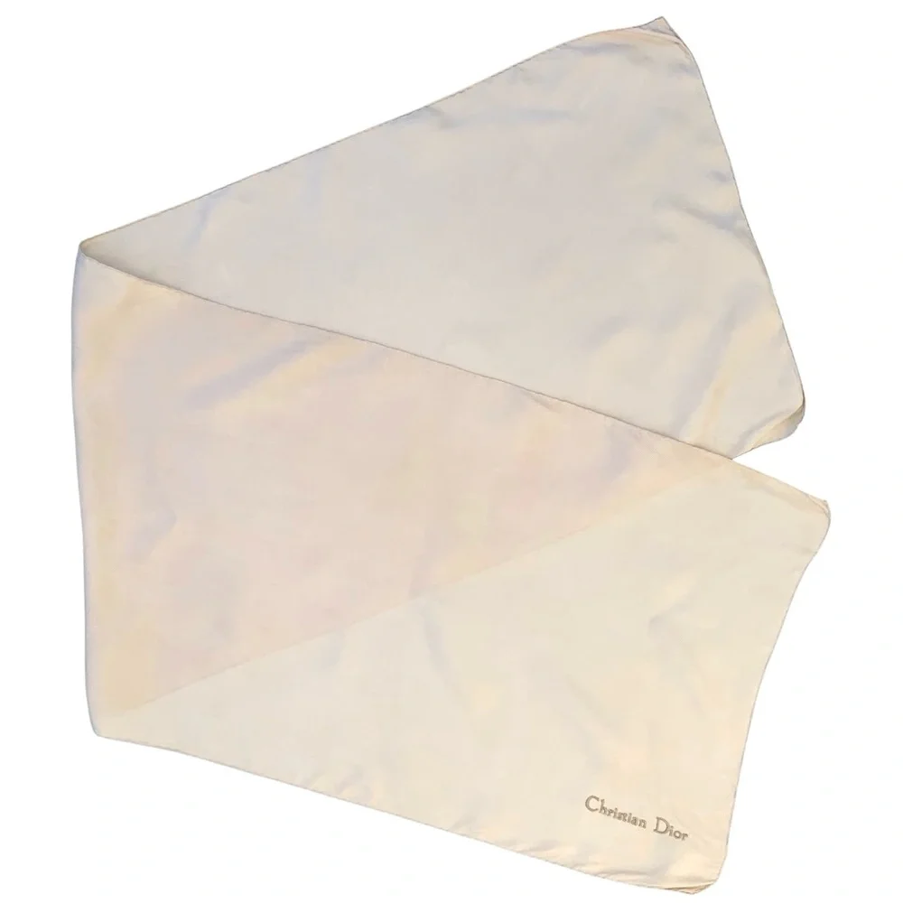 Christian Dior Cream Silk Scarf Wrap ~ 44” x 13-1/2”